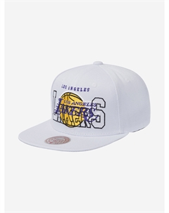Бейсболка с прямым козырьком MITCHELL NESS HS10387-LALWHIT Los Angeles Lakers NBA (белый), Белый Mitchell and ness