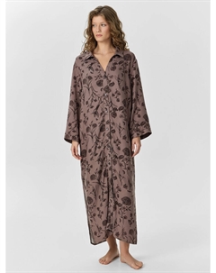Платье женское домашнее коричневое с цветочным принтом Mark formelle