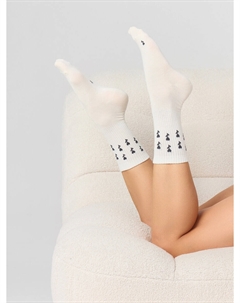 Носки женские белые с рисунком в виде цветов Mark formelle