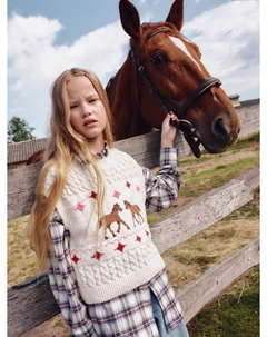 Вязаный жилет с принтом для девочек Sela