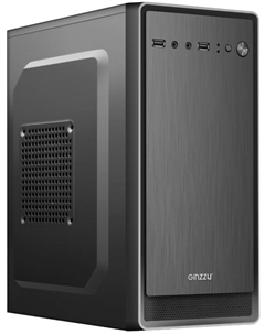 Корпус mATX B180 чёрный, без БП, 2*USB, 2*miniJack Ginzzu