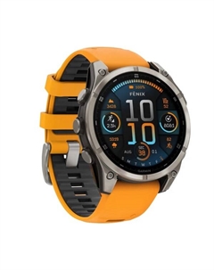 Часы Garmin Fenix 8 AMOLED Sapphire 010-02904-11 47мм, оранжевый ремешок, титановый серый