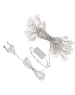 Гирлянда NEON-NIGHT 304-024 светодиодная снежинки большие 5м, 20LED, IP20, прозрачный провод, свечение мульти (RG/RB), мигание, 230В Neon-night