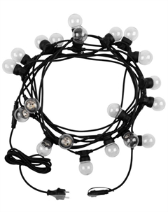 Гирлянда NEON-NIGHT 331-357 уличная Лофт 10 м, черный каучук, шаг 50 см, 20 прозрачных ламп х 5 LED, шнур 3 м, IP44, соединяется Neon-night