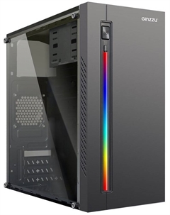 Корпус mATX D370 RGB Window без БП, боковая панель из акрилового стекла Ginzzu