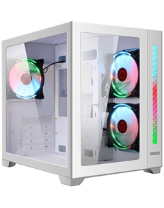 Корпус mATX V450 без БП, боковая и фронтальная панель из закалённого стекла, USB 2.0, USB 3.0 Ginzzu