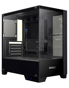 Корпус mATX CL570 без БП, боковая и фронтальная панель из закалённого стекла, USB 2.0, USB 3.0 Ginzzu