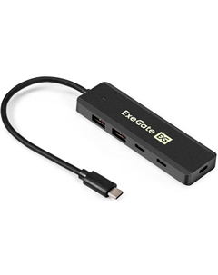 Концентратор EX298169RUS 4-в-1 DUB-2C2P/10G (кабель-адаптер USB 3.2 Gen2 Type C --> 2xUSB3.2 Gen2 Type-A (10G)/2xUSB3.2 Gen2 Type-C (1 Exegate