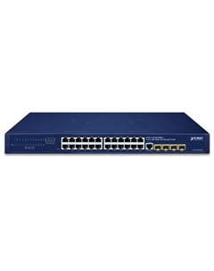Коммутатор управляемый GS-4210-24T4SR IPv4/IPv6, 24-Port 10/100/1000T + 4-Port 100/1000X SFP L2/L4 SNMP Gigabit Ethernet with 36-72V Redundant Planet