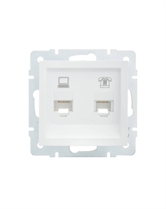 Розетка компьютерная+телефонная 742-0288-143 1-м СП Vesna механизм, белая Lezard
