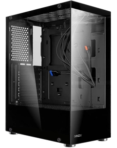 Корпус ATX CL100 без БП, боковая и фронтальная панель из закалённого стекла, 2*USB 2.0, USB 3.0 Ginzzu