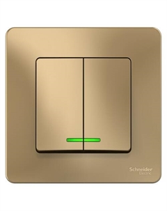 Выключатель Schneider Electric BLNVS010514 2-клавишный с подсветкой, 10А, 250B Титан внутр Systeme electric