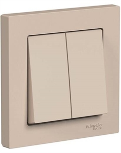 Выключатель двухклавишный ATN001252 AtlasDesign сх.5, 10АХ, в сборе, Песочный Systeme electric