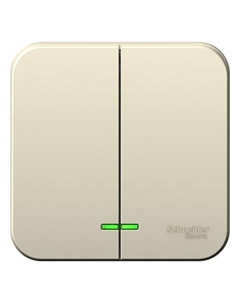 Выключатель Schneider Electric BLNVA105112 2-клавишный с подсветкой 10А, 250B, изолир. пластина Молочный наруж Systeme electric