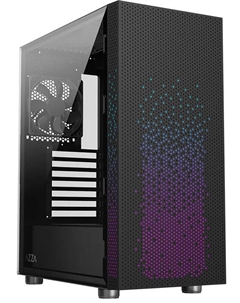 Корпус ATX Celesta F CSAZ-340F черный, без БП, боковая панель из закалённого стекла, 2xUSB2.0, USB3.0, audio Azza