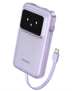 Аккумулятор внешний портативный UGREEN PB511 35604B UNO 10000mAh Quick Charging 30W with Digital Display со встроенным кабелем USB-C. Цвет: фиолетовый Ugreen