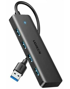 Концентратор CM219 4-Port USB 3.0 Hub with USB-C power port, длина кабеля: 1м, цвет: черный Ugreen