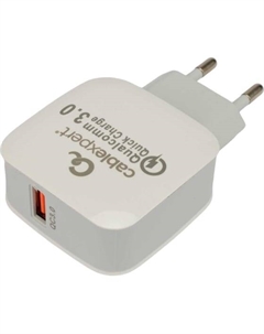 Зарядное устройство сетевое Cablexpert MP3A-PC-40 18Вт, 3А, QC3.0, 1 порт USB, белый, пакет