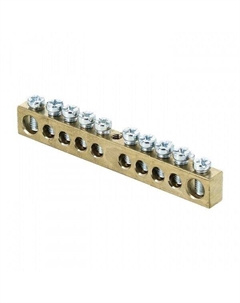 Шина sn0-125-10-c PEN "ноль-земля" (8x12мм) 10 отв. латунь крепеж по центру Ekf