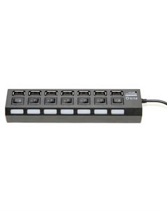 Концентратор HB27-203PBK 7*USB2.0, БП 5В-2А, 1м, черный 5bites