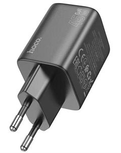 Зарядное устройство сетевое Hoco N42 Elogiado 45W 3A+2.25A (PD+QC+AFC) 2xUSB type-C универсальное черный
