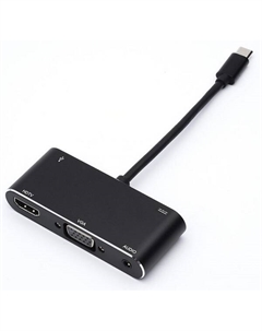 Переходник AT2810 0.1 m Type-C(m) - HDMI+VGA+USB Atcom