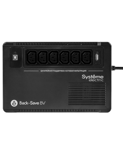 Источник бесперебойного питания BVSE800I Back-Save BV 800 ВА, автоматическая регулировка напряжения, 6 розеток С13, 230 В, 1 USB Type Systeme electric