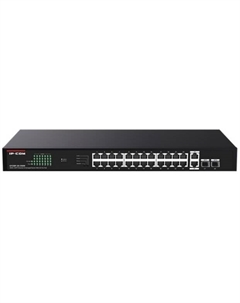 Коммутатор неуправляемый G1128P-24-250W PoE, 28 портов, 26x1 Гбит/с, SFP 2x1 Гбит/с, PoE 24x30Вт Ip-com