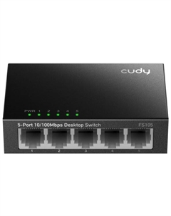 Коммутатор FS105 5-Port 10/100 Mbps Desktop Switch, 5 10/100M RJ45 Ports, Loop Detection, Metal Case, Power Saving, Plug & Play Cudy