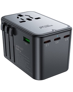 Зарядное устройство сетевое ACEFAST Z1 PD75W GaN (3*USB-C+2*USB-A) multifunctional charging adapter. Цвет: черно-серый Acefast