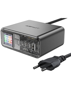 Зарядное устройство сетевое ACEFAST Z4 PD218W GaN (3*USB-C+USB-A) desktop charging adapter (EU). Цвет: серый космос Acefast