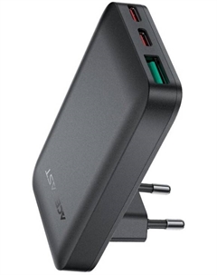 Зарядное устройство сетевое ACEFAST A100 ультра-тонкое, PD65 W Gan 2 USBC/1 USB-A Ultra-Thin Charger EU. Цвет: черный Acefast