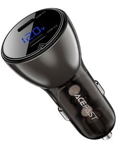 Зарядное устройство автомобильное ACEFAST B10 metal car charger 60W (USB-C + USB-C) with digital display. Цвет: черный Acefast