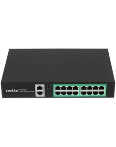 Коммутатор неуправляемый P116GC PoE+, 18 портов, 18x1 Гбит/с, PoE+ 16х30 Вт (до 240Вт), Uplink RJ45 2*1 Гбит/с Netis