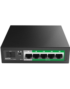 Коммутатор неуправляемый P106GC PoE, 5 портов, 5x1 Гбит/с, PoE+ 4х30 Вт (до 60Вт), SFP 1x1 Гбит/с Netis