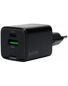 Зарядное устройство сетевое Cablexpert MP3A-PC-64 Зарядное устройство Cablexpert 30Вт GaN, 3А, QC4.0/PD, 1xUSB, 1xType-C, черный, пакет