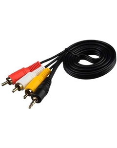 Кабель 00-00027487 AUX Jack 3.5mm (m)-3xRCA (m) 1.0м ПВХ черный в пакете (1/200) (1000736438) Gopower