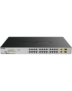 Коммутатор неуправляемый DGS-1026MP/B2A 24x1000Base-T PoE, 2xCombo 1000Base-T/SFP, PoE Budget 370W, metal case D-link