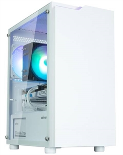 Корпус mATX T4 PLUS WHITE без БП, боковая панель из закалённого стекла, USB 2.0, 2*USB 3.0 Zalman