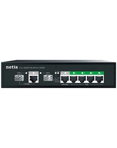 Коммутатор неуправляемый P107GS PoE, 6 портов, 6x1 Гбит/с, PoE+ 4х30 Вт (до 65Вт), SFP 2x1 Гбит/с Netis