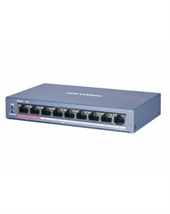 Коммутатор PoE DS-3E0109P-E/M(B) 8хRJ45 100M PoE с грозозащитой 6кВ/Uplink порт 100М Ethernet: бюджет PoE 60Вт, пропускная способность 1.8Гб Hikvision