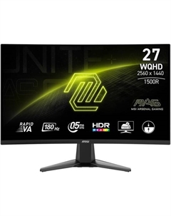 Монитор 27" MAG 27CQ6F 9S6-3CD91M-025 черный VA LED 1ms 16:9 HDMI полуматовая 1000:1 300cd 178гр/178гр 2560x1440 180Hz DP 2K Msi