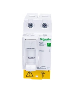 Выключатель RESI9 R9R51263 дифференциального тока (УЗО) 63А 2P 30мА тип AC Schneider electric