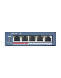 Коммутатор PoE DS-3E0105P-E(B) 4хRJ45 100M PoE с грозозащитой 6кВ/2хпорт с высоким приоритетом/Uplink порт 100М Ethernet, бюджет PoE 60Вт, п Hikvision