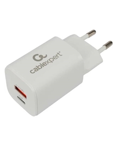 Зарядное устройство Cablexpert MP3A-PC-42 30Вт GaN, 3А, QC3.0/PD, 1хUSB, 1хType-C, белый, пакет