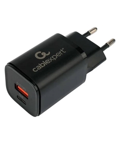 Зарядное устройство Cablexpert MP3A-PC-43 30Вт GaN, 3А, QC4.0/PD, 1хUSB, 1хType-C, черный, пакет