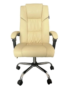 Кресло Cactus CS-CHR-OC04M-WT с вибромассажем слоновая кость эко.кожа с подголов. крестов.