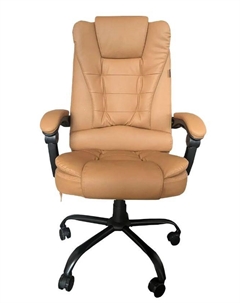 Кресло Cactus CS-CHR-OC05M-BR с вибромассажем бежевый эко.кожа с подголов. крестов. пластик черный