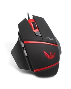 Мышь M611 черно-красная, 1000/1500/2000/3000/4000dpi, USB, 5кн+скролл, с подсветкой Delux