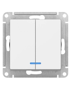 Выключатель Schneider Electric ATN000153 AtlasDesign, 2-клавишный, с подсветкой, сх.5а, 10АХ, механизм, белый Systeme electric